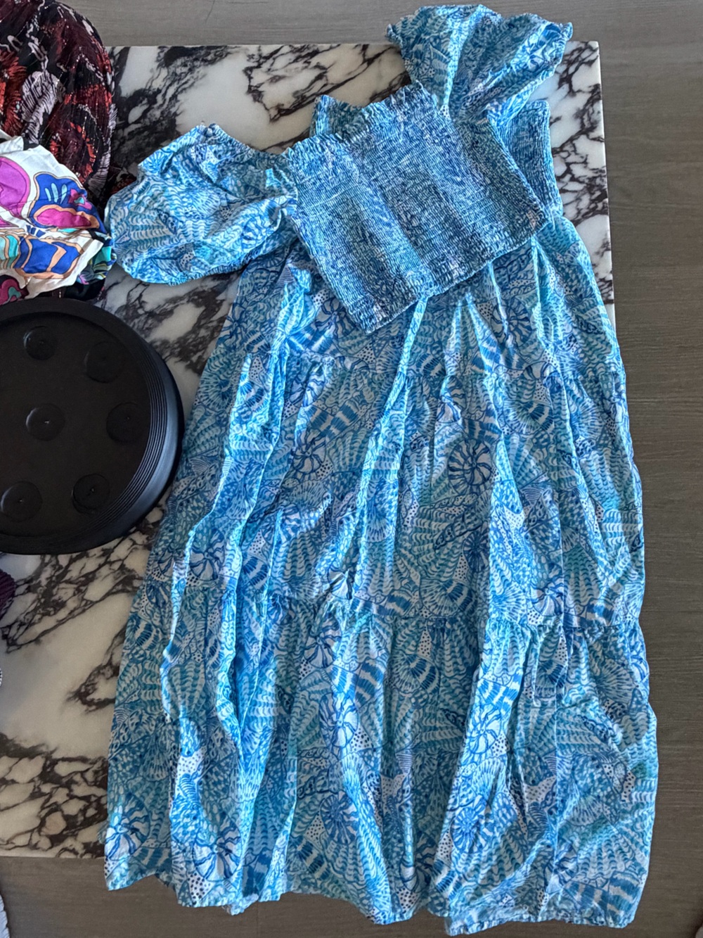 Lilly Pulitzer Aston Maxi Set Seashell Pattern Blue & Aqua - Picture 6 of 9